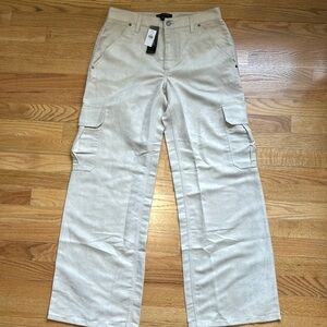 Mid Rise Suede Cargo Pants